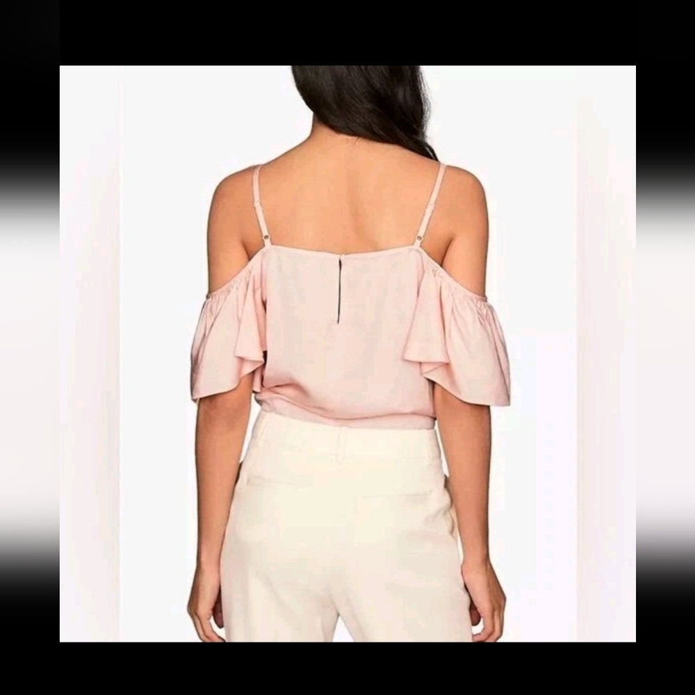 REISS BLOUSE NWT OFF SHOULDER‎ RUFFLE STRAPS ELEGANT PINK TOP - Picture 9 of 11